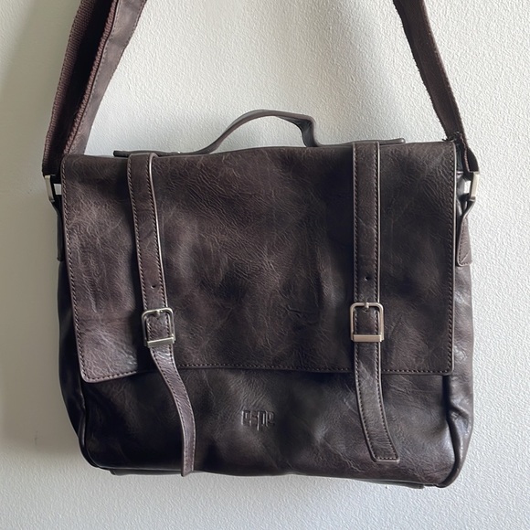Brown Vegan Leather Crossbody Bag - Picture 8 of 9